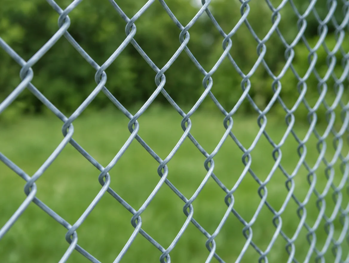 Galvanized chain link mesh with a diamond pattern