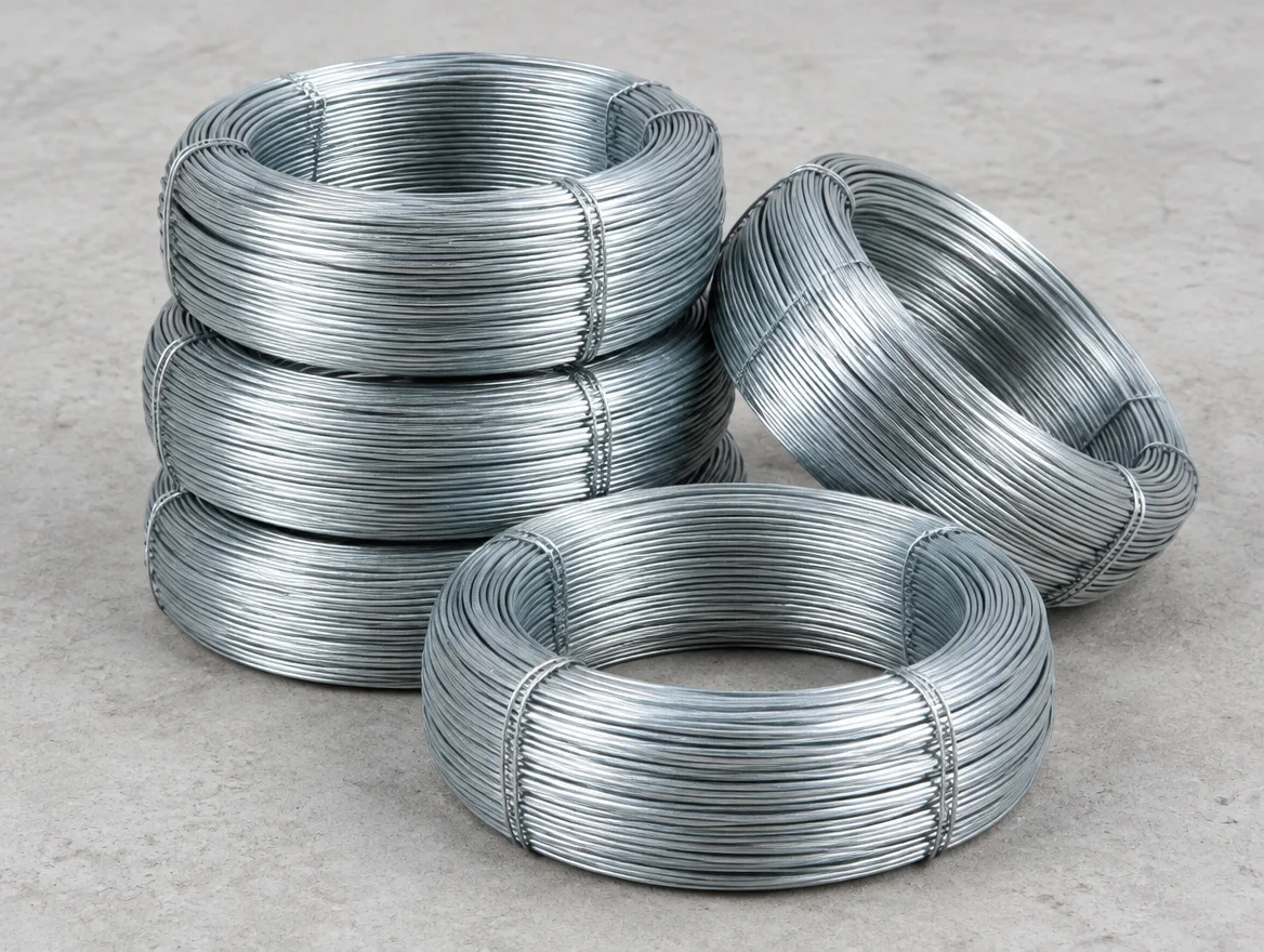 Coils of galvanized iron wire
